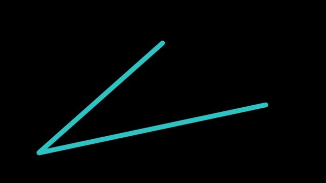 A teal colored angle symbol on a black background with two distinct line segments
