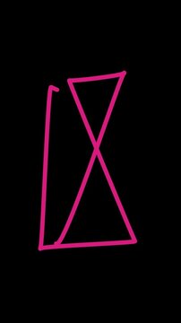 A pink arrow pointing upwards on a solid black background with smooth curves