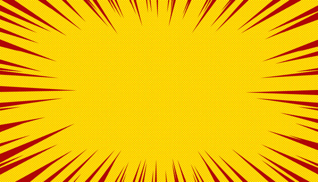 Yellow red explosive comicbook halftone pattern cover background