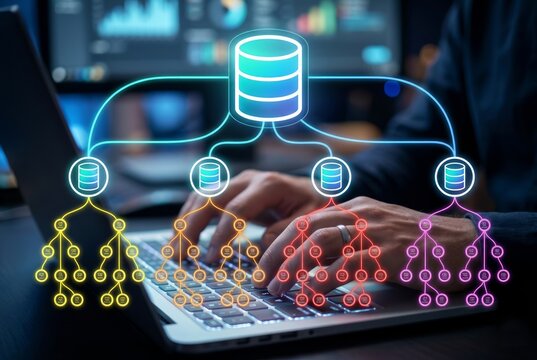 Data Classification Structure with Database and Hierarchical Tree Icons