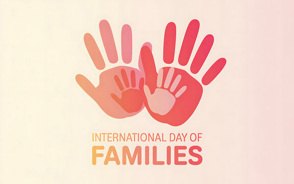 A colorful graphic illustration for International Day of Families with handprints