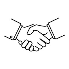 Fototapeta premium Simple line art illustration of a handshake between two business partners.