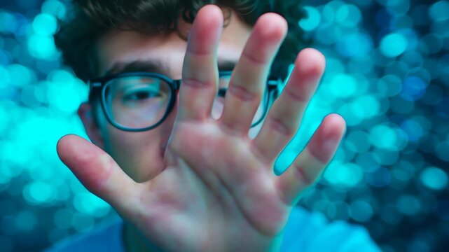 Social justice visual concept, outstretched hand of a person blurred in background