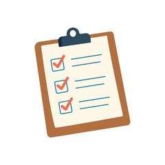 Clipboard with checklist and red check marks vector illustration flat style © Tamila