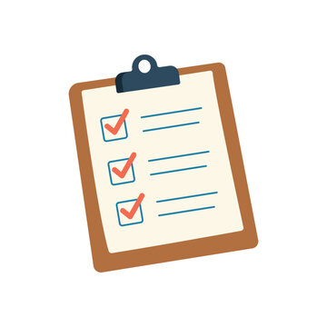 Clipboard with checklist and red check marks vector illustration flat style