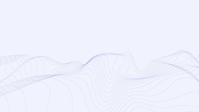 Soft lavender topographic waves drifting across a pale blue background offering a peaceful ethereal digital landscape for wellness and mindfulness tech application designs