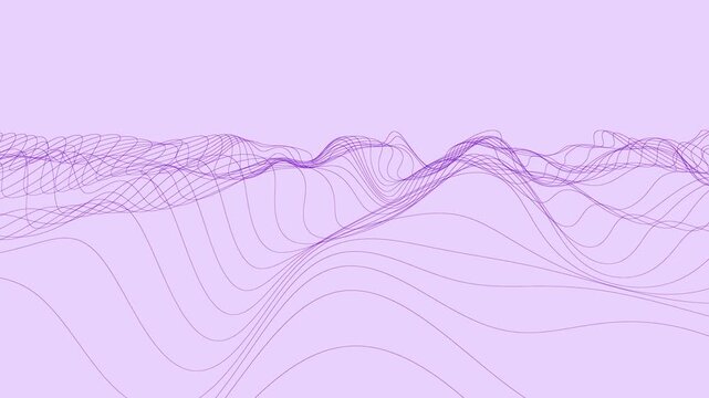 Vibrant violet topographic curves intersecting over a light purple surface creating a dynamic creative design for fashion and artistic tech industry presentations