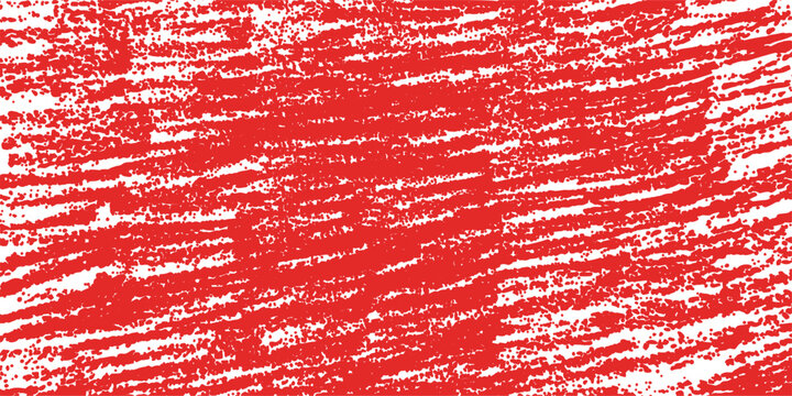 Solid red chalk scribble texture vector illustration isolated on transparent background. Abstract hand drawn crayon texture overlay with rough detailed thick strokes. Banner template with copy space
