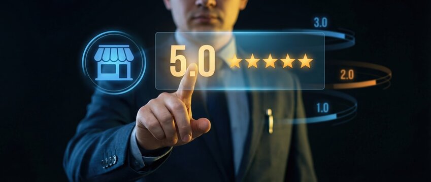 Enhancing customer experience through rating systems in business digital environment infographic style engaging viewpoint on consumer behavior