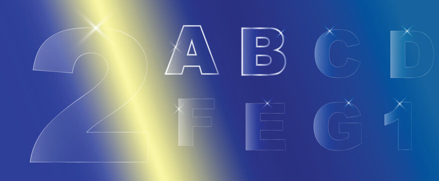 Silver letters and numbers on blue yellow gradient background