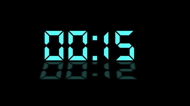 Countdown Digital Clock Animation 20 to 0 second on black background. Countdown digital clock timer. Animation of glowing 20 to 0 second countdown timer 4k video 20 Seconds countdown. Stopwatch