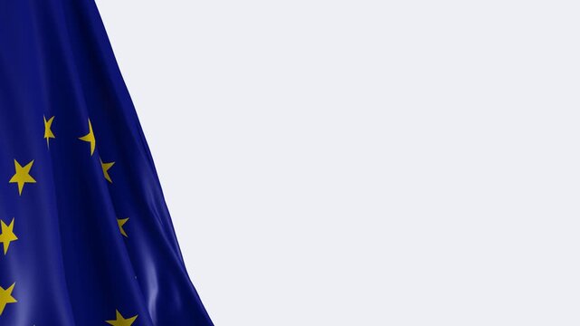 European Union flag loop background left side with copy space on the left