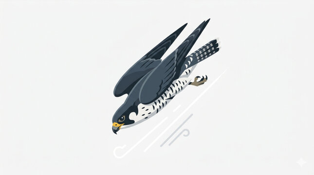 Peregrine Falcon Diving Down Fast Bird Illustration