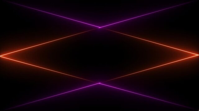 Futuristic Neon red and pink color diamond line on black Background. 4k animation .