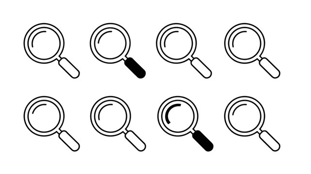 Minimal Search Icon Set Magnifier Active and Inactive UI States