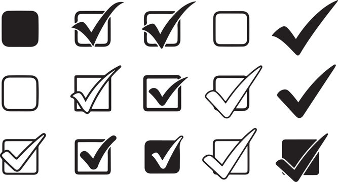 Check mark icons in various styles and colors