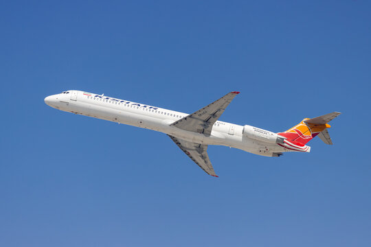 Kish Air McDonnell Douglas MD-82 airplane at Dubai airport in the United Arab Emirates