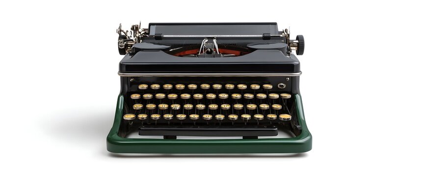 A classic vintage typewriter displayed against a clean white background.