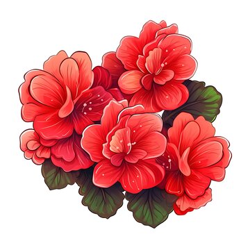 Elegant Begonia Flower Line Vector Illustration