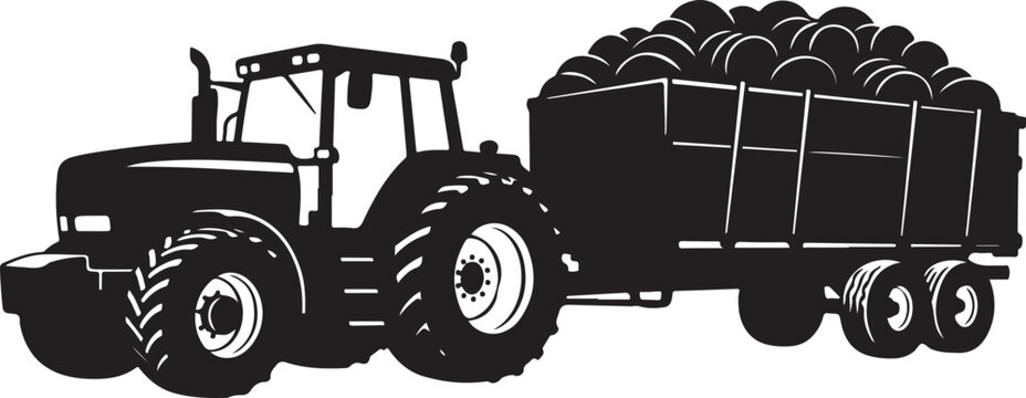 Tractor with hay bales on a trailer illustration