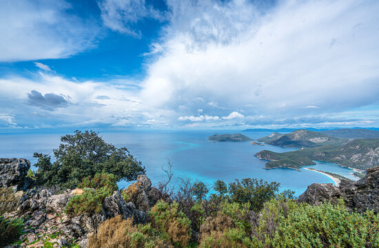 The scenic views of the &Ouml;l&uuml;deniz, which is a resort village on the southwest coast of Turkey, known for the blue lagoon and the wide, white Belcekız Beach. On the route of the Lycian way to the Babada