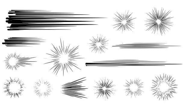 A collection of black and white vector graphic design elements for illustration