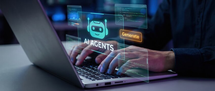 Exploring ai agents in action innovative technology development in a digital workspace environment from a close-up viewpoint