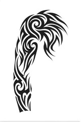 Obraz premium Tribal Sleeve Tattoo Design with Sharp Curved Swirls
