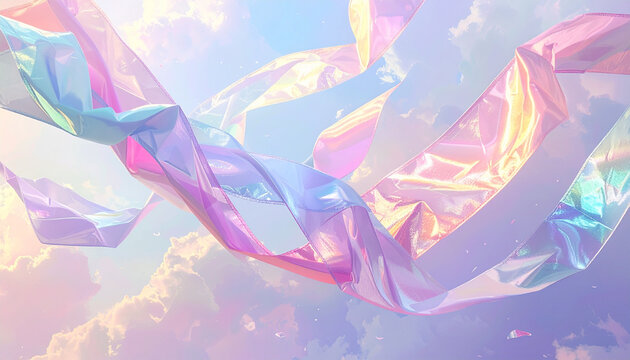 Abstract flowing ribbons in the sky