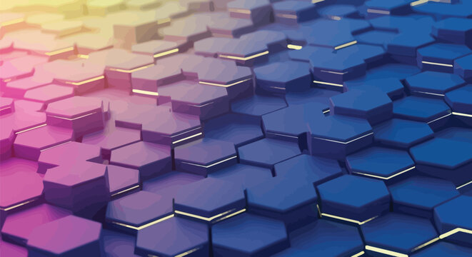 Geometric hexagons, colorful gradient, abstract background, vector pattern
