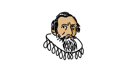 Johannes Kepler portrait, flat vector illustration © OMIA