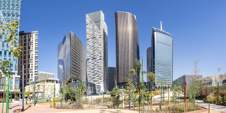Riyadh skyline KAFD King Abdullah Financial District skyscrapers panorama in Riyadh, Saudi Arabia