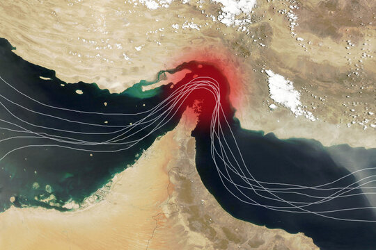 Map of the Strait of Hormuz Showing Shipping Routes and Geopolitical Significance. 