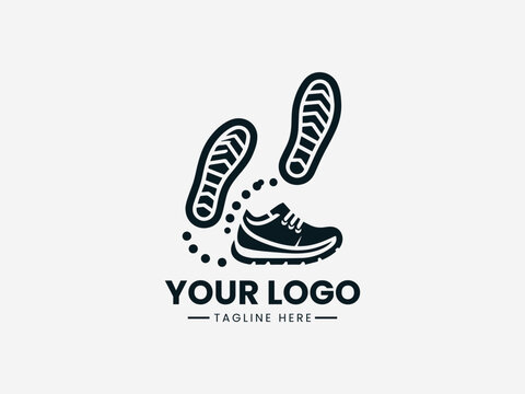 Traveling Footsteps Shoes black vector logo white background