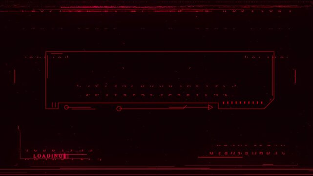 Futuristic Red Alert HUD Interface Animation with Glitch Effects, Warning System UI Overlay Loop