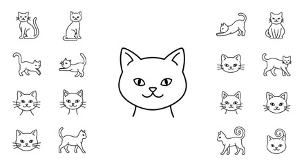 Black and white cat line drawings. © Rondo
