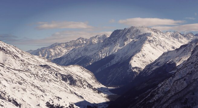 Snowy mountains. The picks of the Caucasus. Elbrus