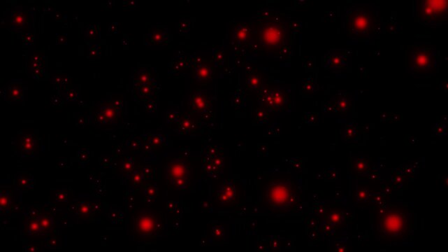 Abstract Red Glowing Bokeh Particles Floating on Black Background.4k video