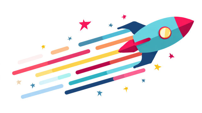 Colorful Rocket Launching with Speed Trails