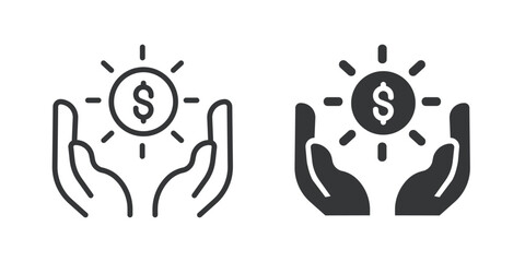 Naklejka premium Investment Protection thin line and solid icon. Multi series icon. Web minimal icon