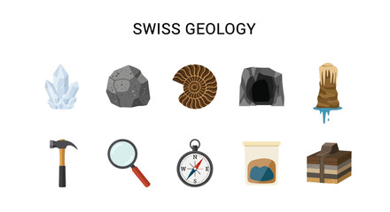 Swiss Geology Collection: Rocks Fossils Tools and Crystals. © zyaa