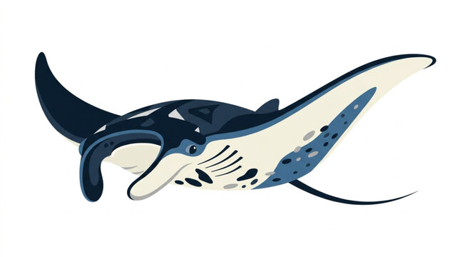 Manta Ray Vector Illustration Isolated on White Background