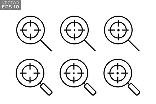 Magnifying Glass Target Vector Icon. Search Focus Aim Symbol