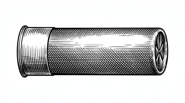 Detailed Line Art Shotgun Shell Ammunition Illustration Cartridge Component
