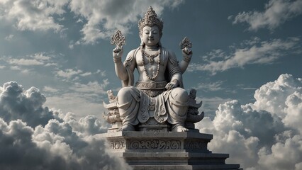 Obraz premium Generative AI illustration: statue sitting on top of white pedestal with detailed texture
