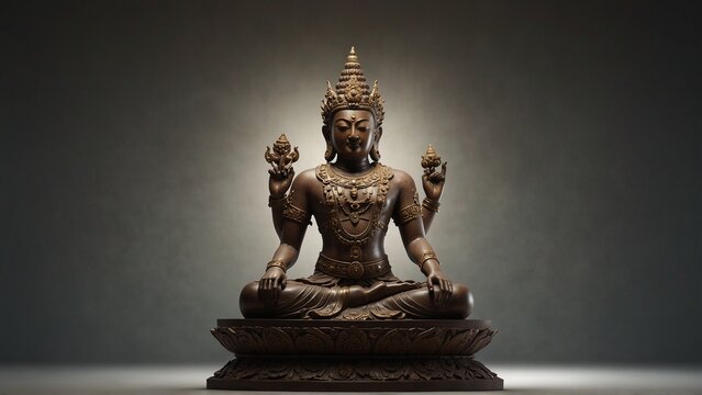 Creative composition of statue of person sitting in meditation position - Generative AI