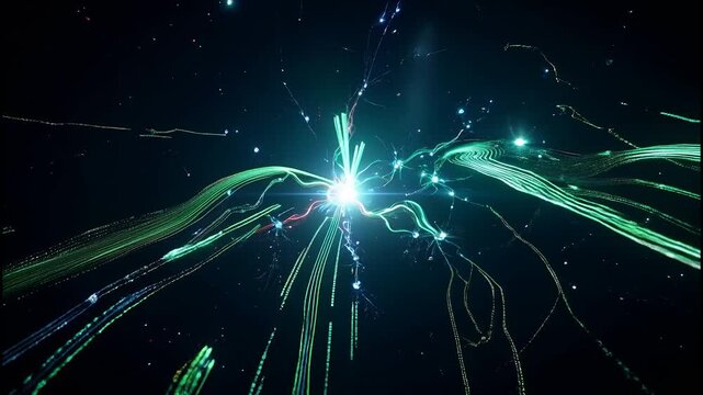 The Digital Nexus Flowing Data Streams and Binary Code