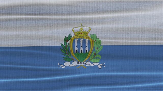 San Marino flag waving in the wind with high quality fabric texture