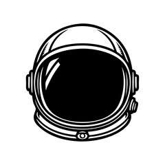 Logo exploración del espacio. Dibujo sencillo con líneas de un casco de astronauta vintage  © teracreonte