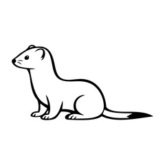 Logotipo con dibujo sencillo con líneas de una comadreja o armiño de perfil © teracreonte